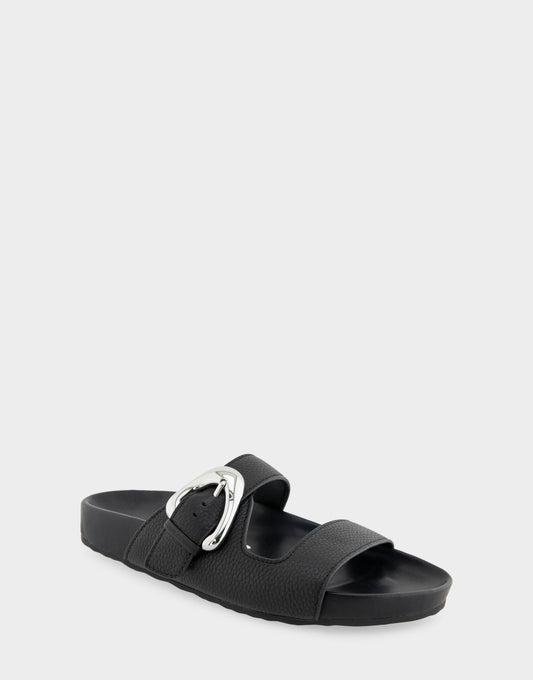 Aerosoles Comfortable Women's Footbed Sandals in Black Pebbled Leather