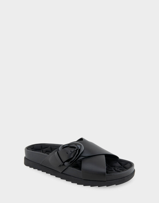 Aerosoles Comfortable Women's Footbed Sandals in Black Leather